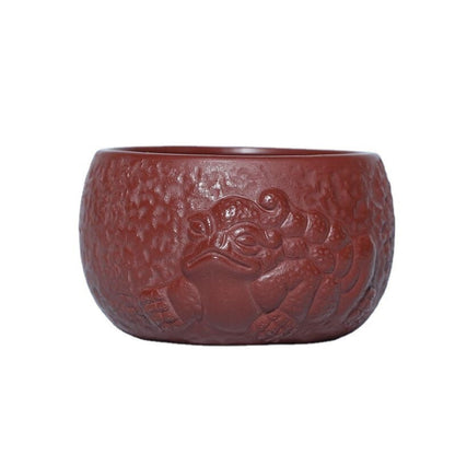 180ml Yixing Zisha Pottery Purple Clay Tea Cup Toad Carved Handmade Master Cup