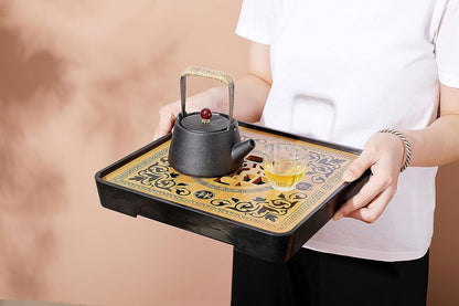 Bamboo GongFu Tea Tray Chinese Gongfu with Water Storage Tray (11"x11"x1.5")