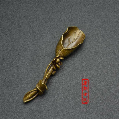 Colletable Folk Antiques Chinese Classical Tea Ceremony Lotus Leaf Tea Spoon