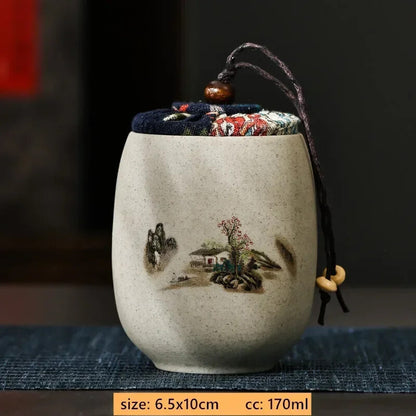 Portable Ceramic Tea Jar Container Sealed Jar Small Tea Box Mini Storage