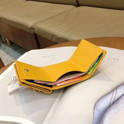 Short Wallets Genuine Leather Trifold Purse Cool Rivet Decorations 9.5*6.5*2.5CM