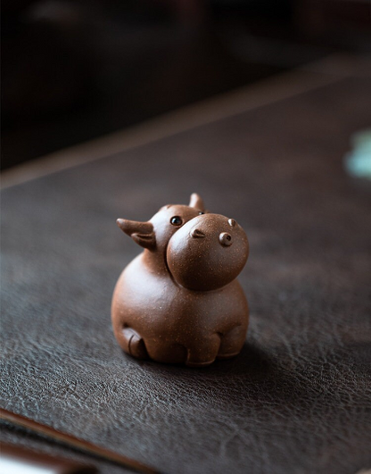 Purple Clay Tea Pets Cute Cow For Tea Tray Tea Play Yixing Purple Sand Ornaments