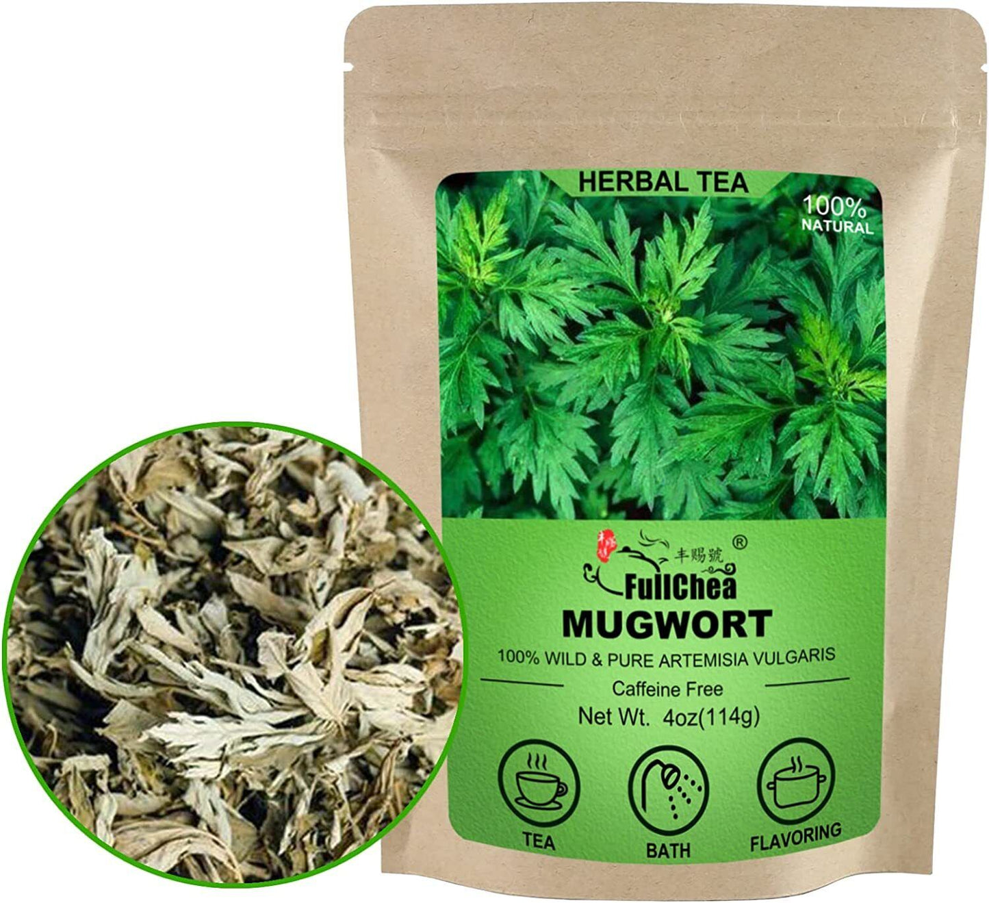 2023 FullChea Dried Mugwort Natural Herb 114g - Superior Dried Mugwort Tea