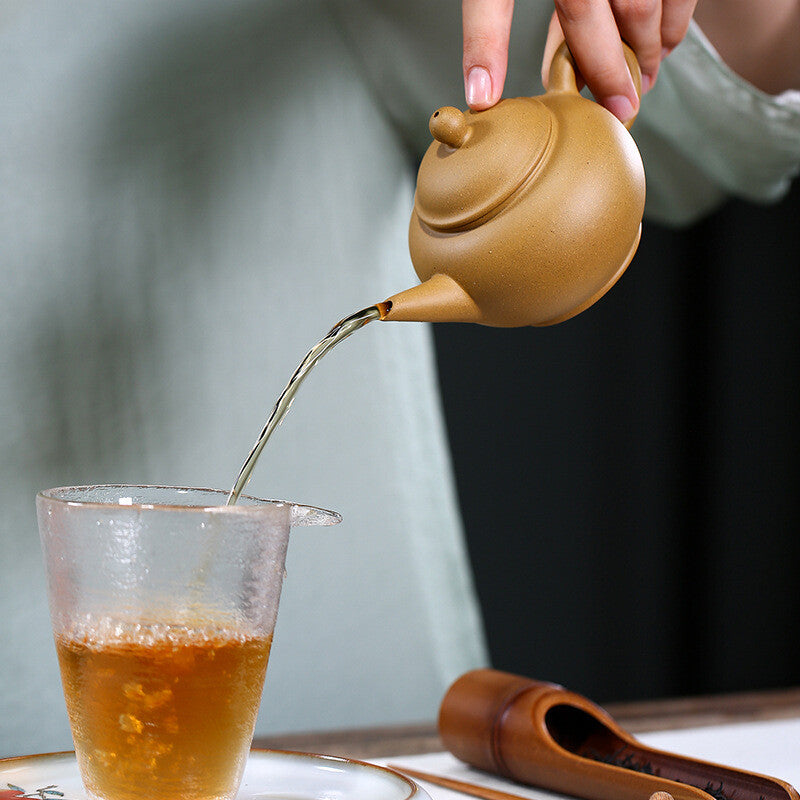 6.2" China Yixing Zisha Pottery Gold Section Clay Hand-made 160ML Kung Fu Teapot