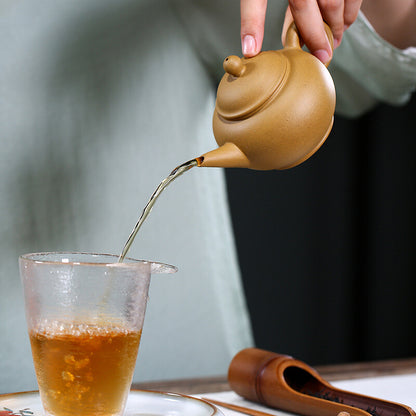 6.2" China Yixing Zisha Pottery Gold Section Clay Hand-made 160ML Kung Fu Teapot