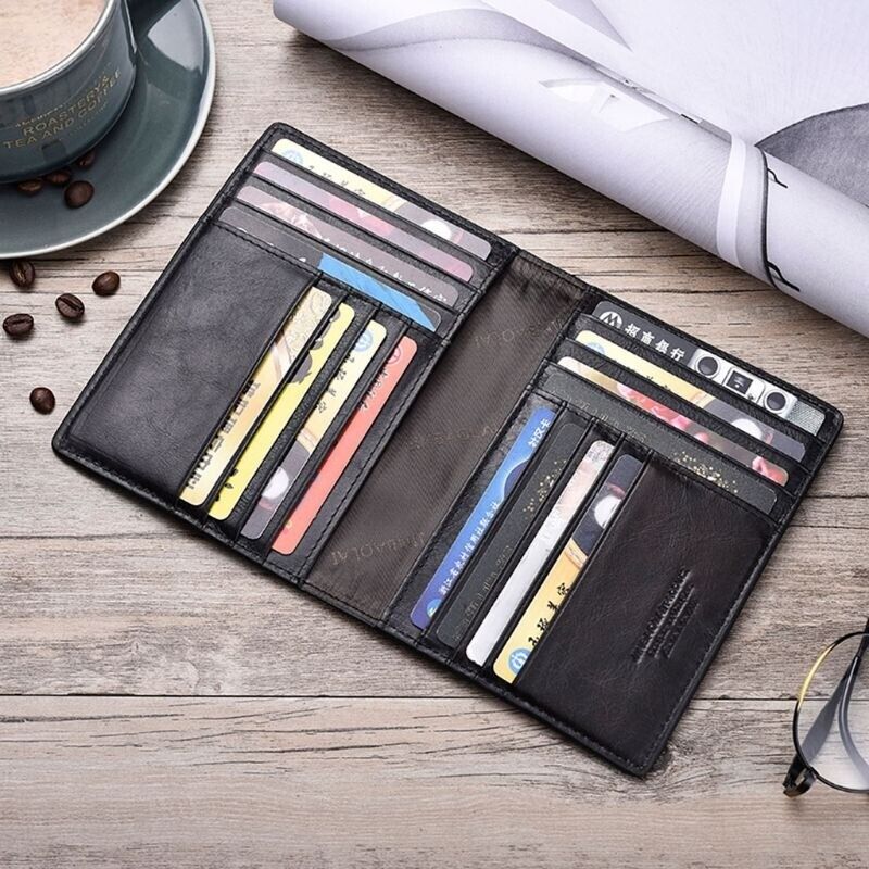 Men Wallet Genuine Leather Passport Organizer Holder ID Card Cover 11x1.5x14.5cm