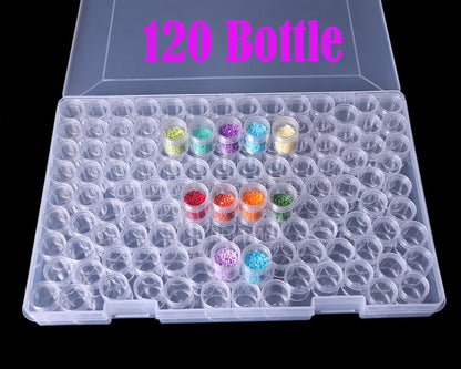 120 Bottles Diamond Painting Storage Box Portable Bead Storage Container Tools