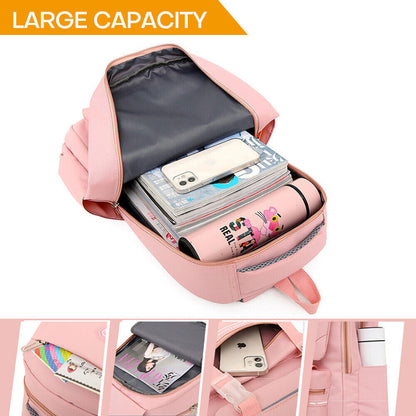18.5" Large Girl School Backpack Bookbag Waterproof Laptop Travel Bag Rucksack