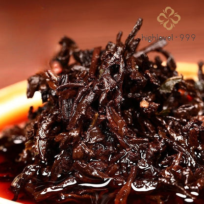 357g Ripe Pu'er Tea Cake Yunnan Glutinous Rice Aroma Aged Resistant Brewing Tea