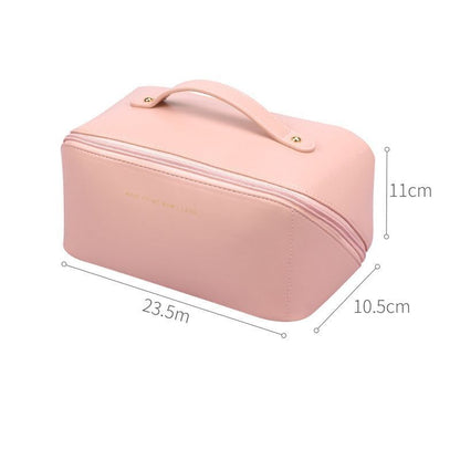 Traveling Storage Bags Organizer Purse Zipper 1Pc Pouch Cosmetic Case Pink/Brown