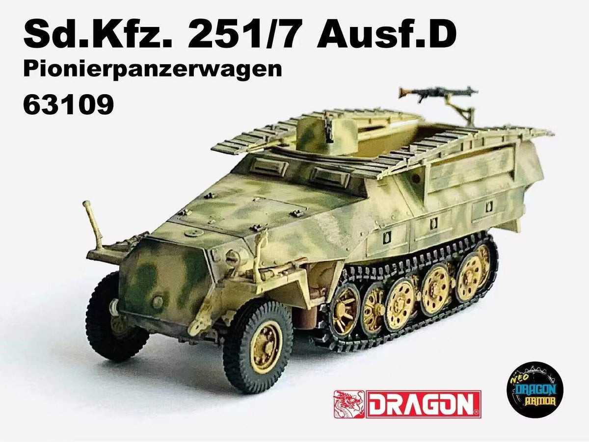 1/72 German Sd.kfz 251/7 Half-Track Sapper Armored Vehicle D Model