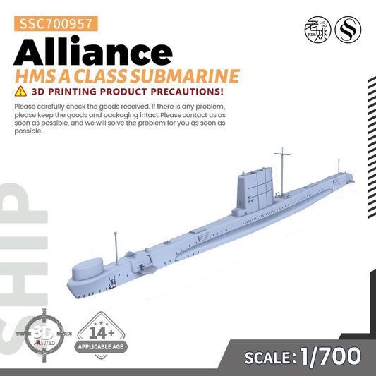 SSMODEL SSC700957 1/700 Military Model Kit HMS A class Submarine Alliance