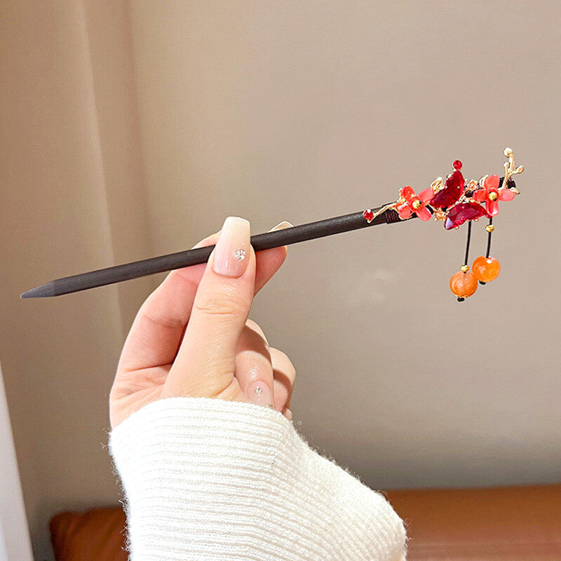 Women Flower Wooden Chopsticks Hair Hairpin Hair Stick Chinese Style Hairpins