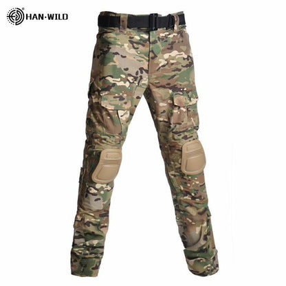 T-Shirt AND Pants Set Camouflage Suit Hiking Trousers Non Slip Silicone Elbow XL