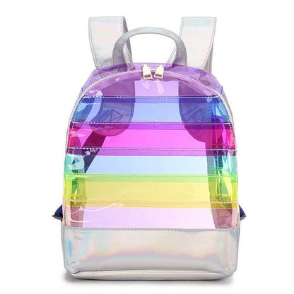 Backpack Colorful Stripes Plastic Transparent Bags Traveling Purse 31*25*11 CM