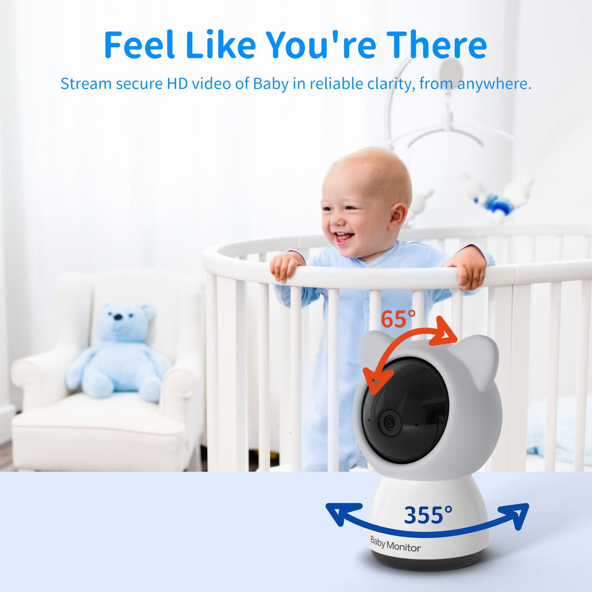 Upgraded Smart WiFi Baby Monitor B5, 5-inch Display, 1080p Camera 3000mAh