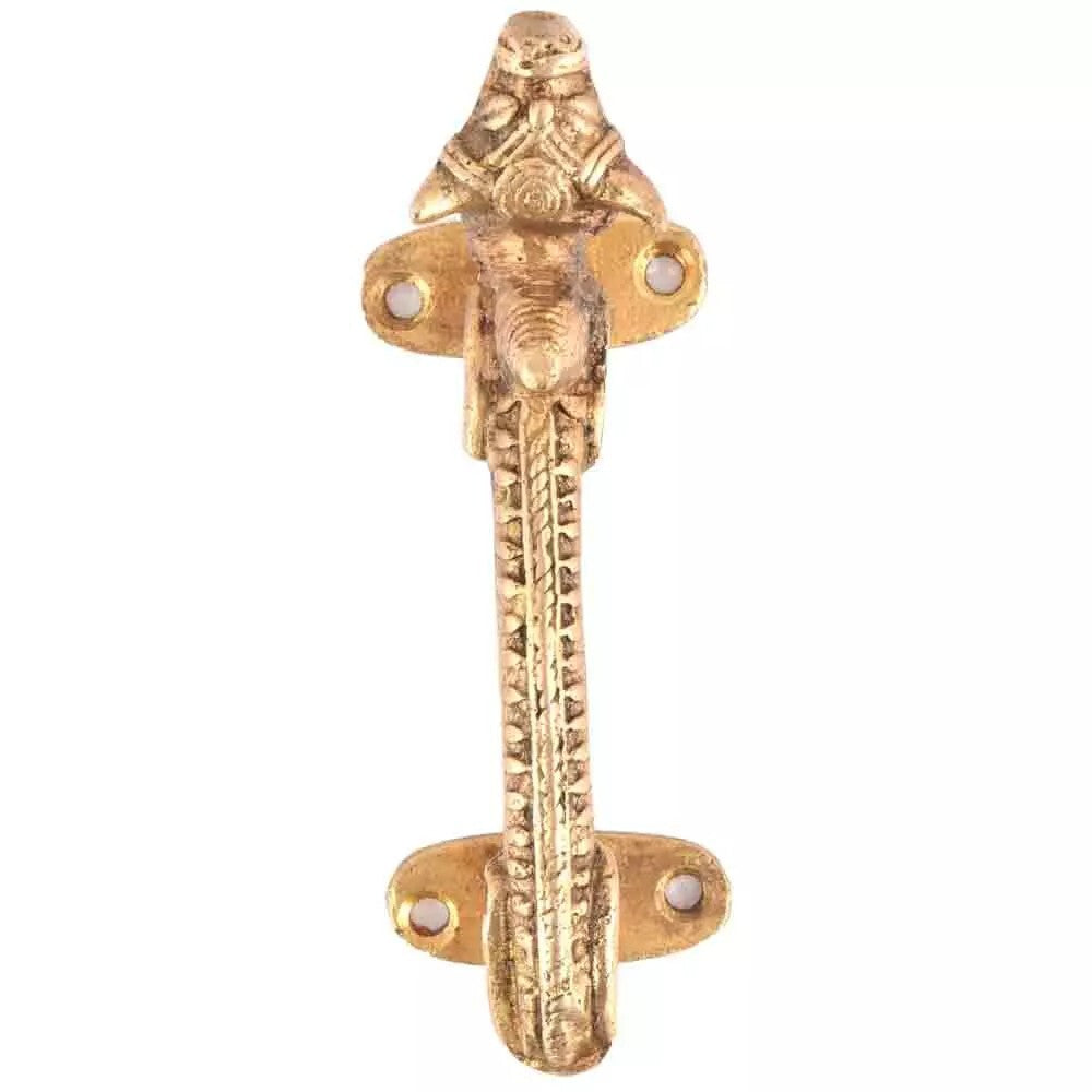Set of 2 Antique Look Golden Brass Bull Design Figurine Door Handle