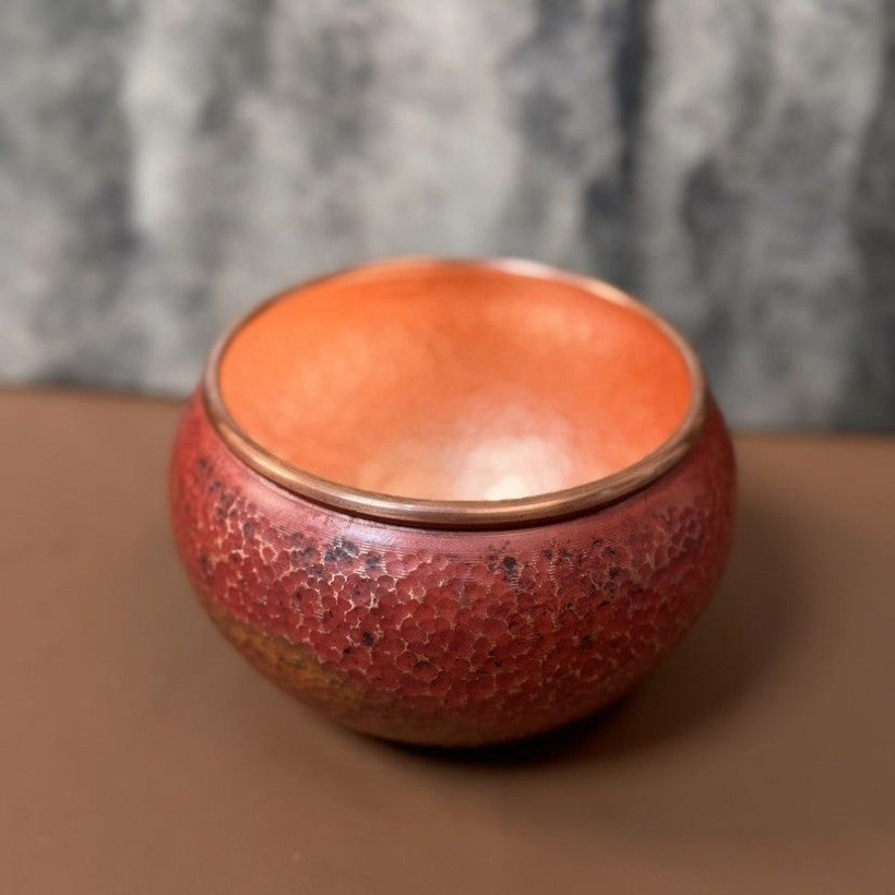 750ml Retro Red Copper Tea Waste Barrel Handmade Fire Oxidation Belly Shape
