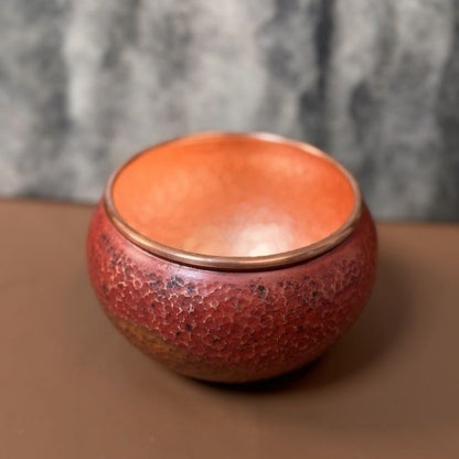 750ml Retro Red Copper Tea Waste Barrel Handmade Fire Oxidation Belly Shape