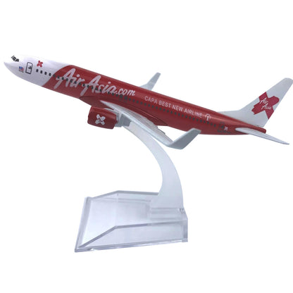 16cm Diecast Alloy 1/400 Scale Red Air Asia Airlines B737 Airplane Model Toy