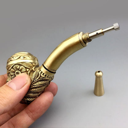 Vintage Style Brass Hand Carved Detachable Collectible Pipe Ornament Cleanable