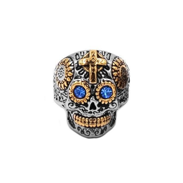 Men Skeleton Big Ring Stainless Steel Skull Rings Punk Biker Finger Jewelry 1Pc