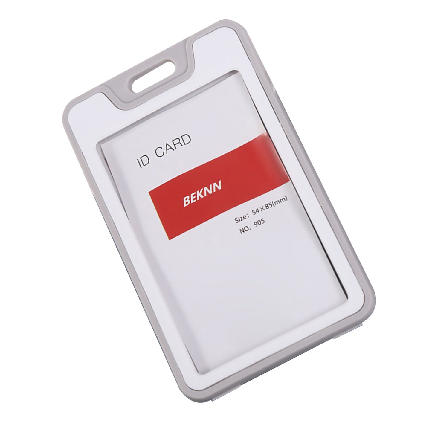1Pc Grey Meeting ID Badge Card Holder Slim Hard Card Cover Case w/ Lanyard aa