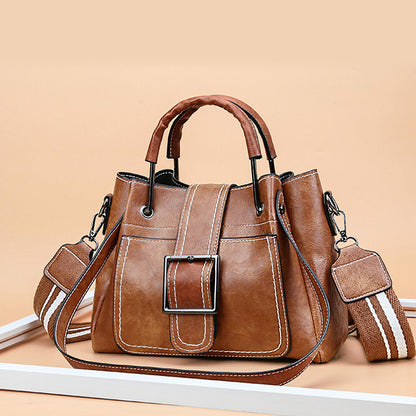 Women's Leather Organizer Purse Shoulder Bag Multiple Pockets Cross Body Handbag