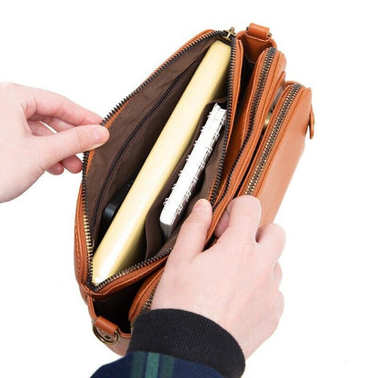 Women's Vintage Shoulder Bag Genuine Leather Crossbody Bag Multiple Pockets