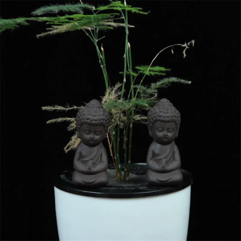 Four Mini Garden Accessories Buddha Statue Tea Pet Ceramic Figurine Sculpture