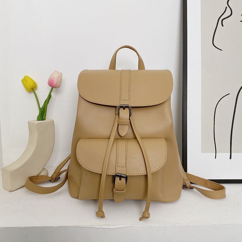 Women Drawstring Backpack Synthetic Leather School Bags Decoration Backpacks 1PC