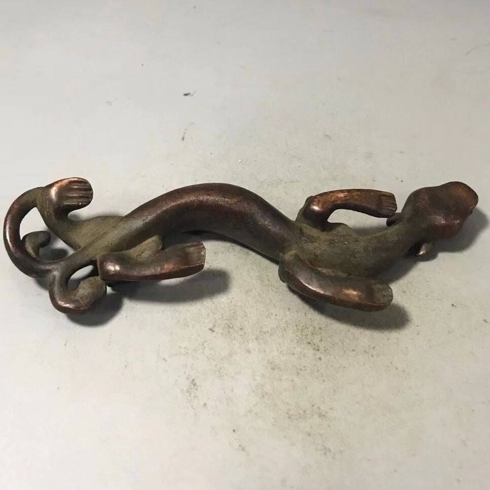 Chinese Bronze Dragon Figure Statue Collectable Netsuke Gift Tea Pet Gift