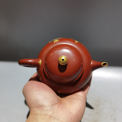 Chinese Yixing Zisha Clay Handmade Exquisite Teapot （描金水平壶 底款：顾景舟)