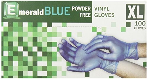 Emerald Shannon 100 Count X-Large Powder-Free Vinyl Gloves, 4 Mil, Blue