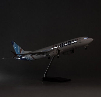 47CM Flydubai BOEING 737MAX Airplane Led Sound-controlled Light Resin Model