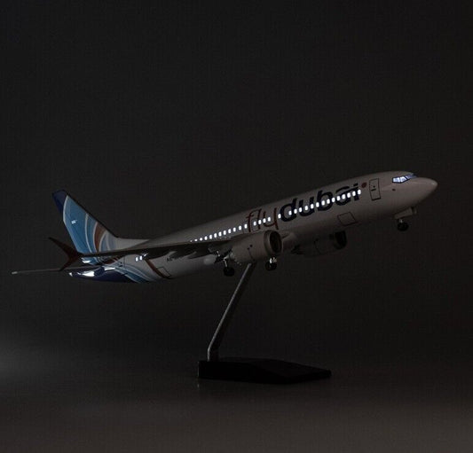 47CM Flydubai BOEING 737MAX Airplane Led Sound-controlled Light Resin Model