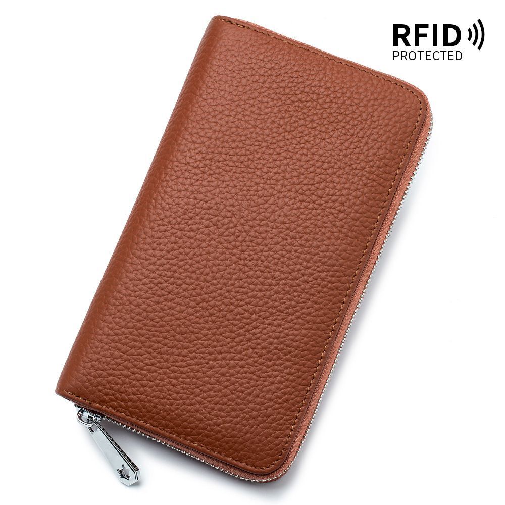Passport Passbook Bag Rfid Genuine Leather Hand Bags Long Wallet 12*3*20 CM 1PC