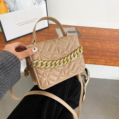 Women Synthetic Leather Shoulder Bag Fashion Plaid Crossbody Bag 20*14*6 CM Blue