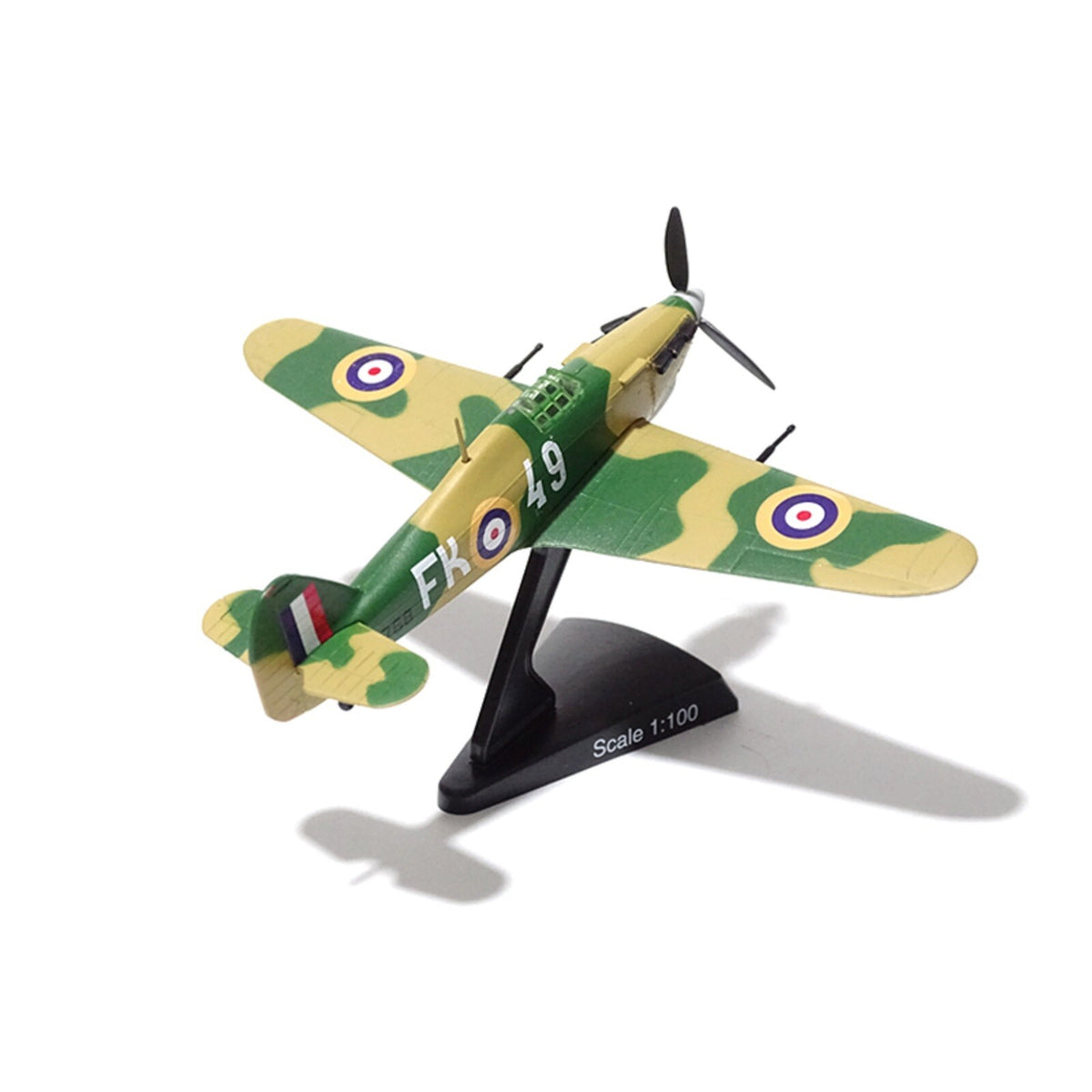 High Simulation 1/100 WWII UK Hurricane MKII Airplane Fighter Aircraft Model