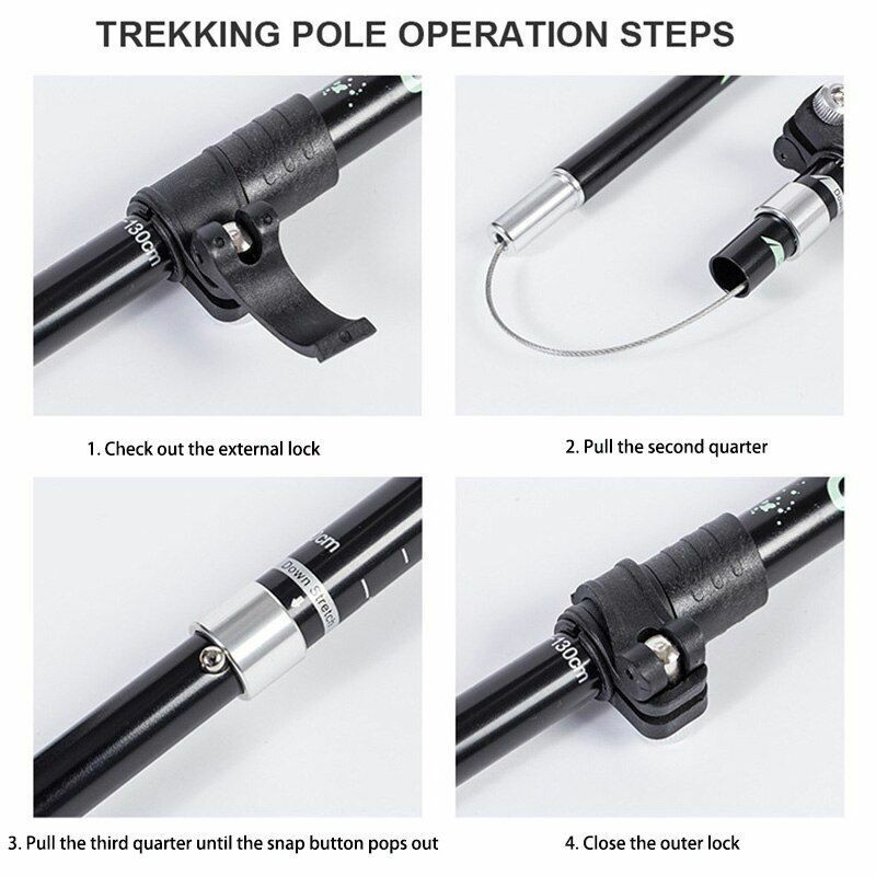 Folding Trekking Pole Portable Walking Stick Outdoor Climbing Hiking Adult Blue