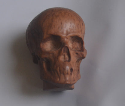 2 Pcs Sandalwood Skull Statue Hand Carving Carved Wood Pendant Art Sculpture