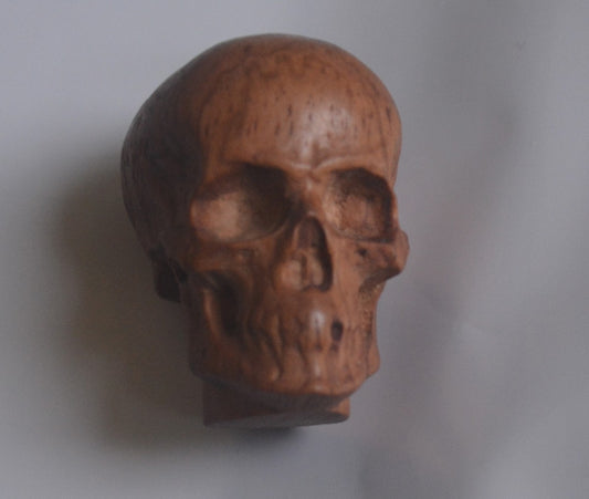 2 Pcs Sandalwood Skull Statue Hand Carving Carved Wood Pendant Art Sculpture