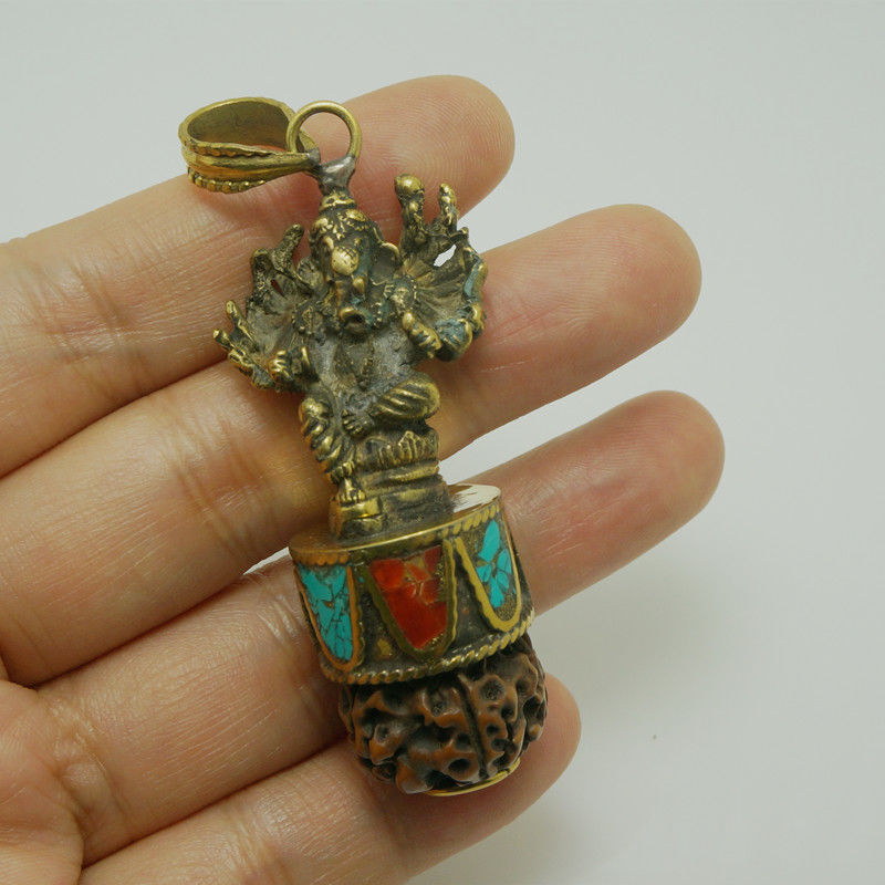 2.04"Copper Buddha Ethnic Style Pendant Nepalese Tantric Vajra Bodhi Pendant