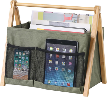 Magazine Holder Foldable Rack Basket with Pocket Book Bin Caddy Organizer Gift