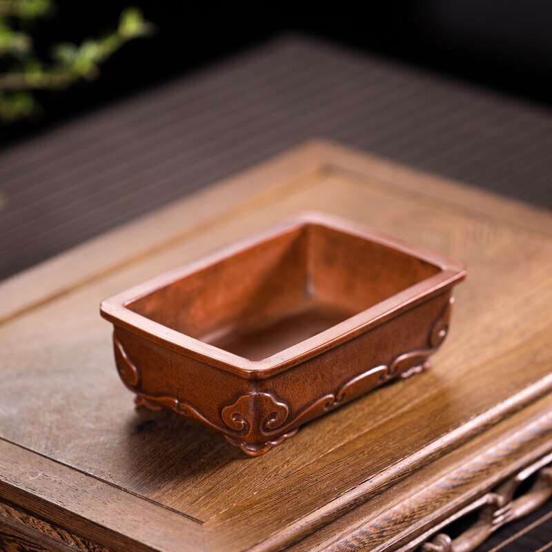 5.5" Ceramic Rectangle Bonsai Pot Cina Succulents Garden Decoration