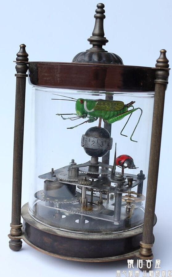 Available handmade antique mechanical clock locust pointer bronze statue watches