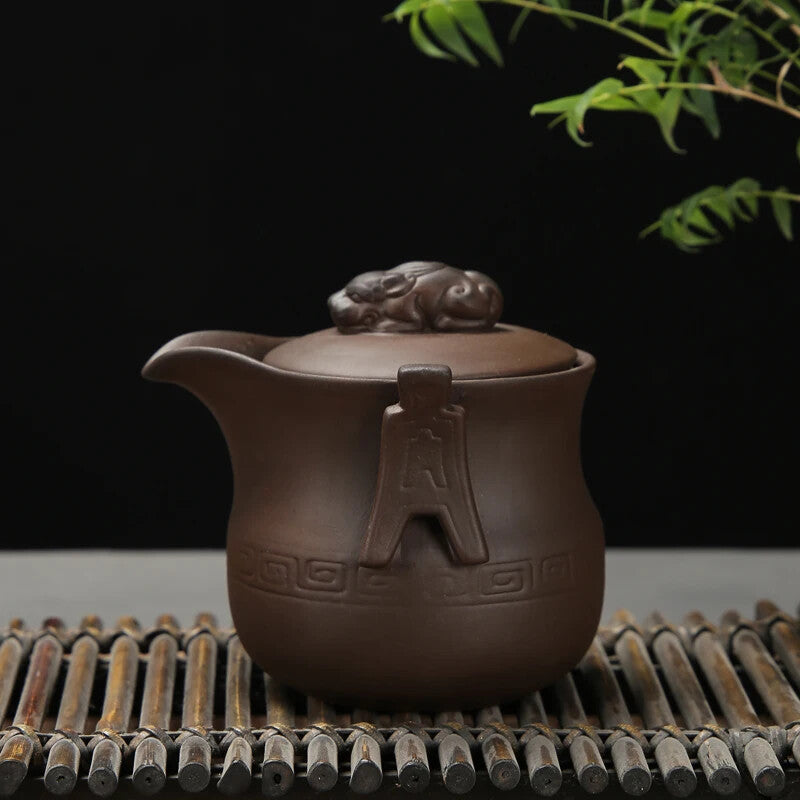 Antique Purple Clay Hand Grab Pot Chinese Yixing Zisha Teapot Household Filter