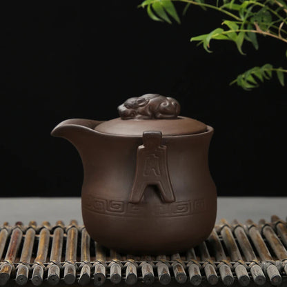 Antique Purple Clay Hand Grab Pot Chinese Yixing Zisha Teapot Household Filter