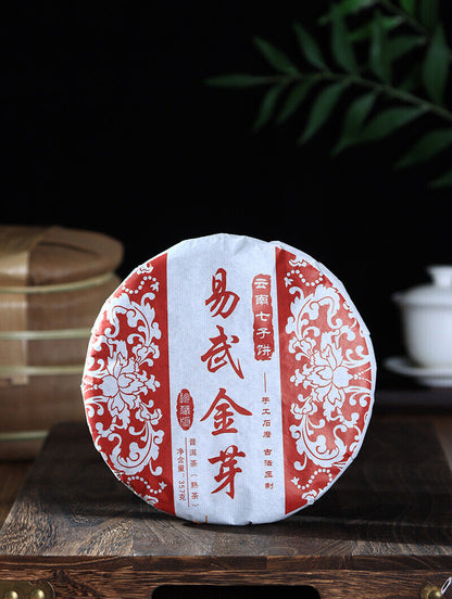 357g Yunnan Pu'er Tea Leaves Yiwu Golden Bud Ripe Tea Cake