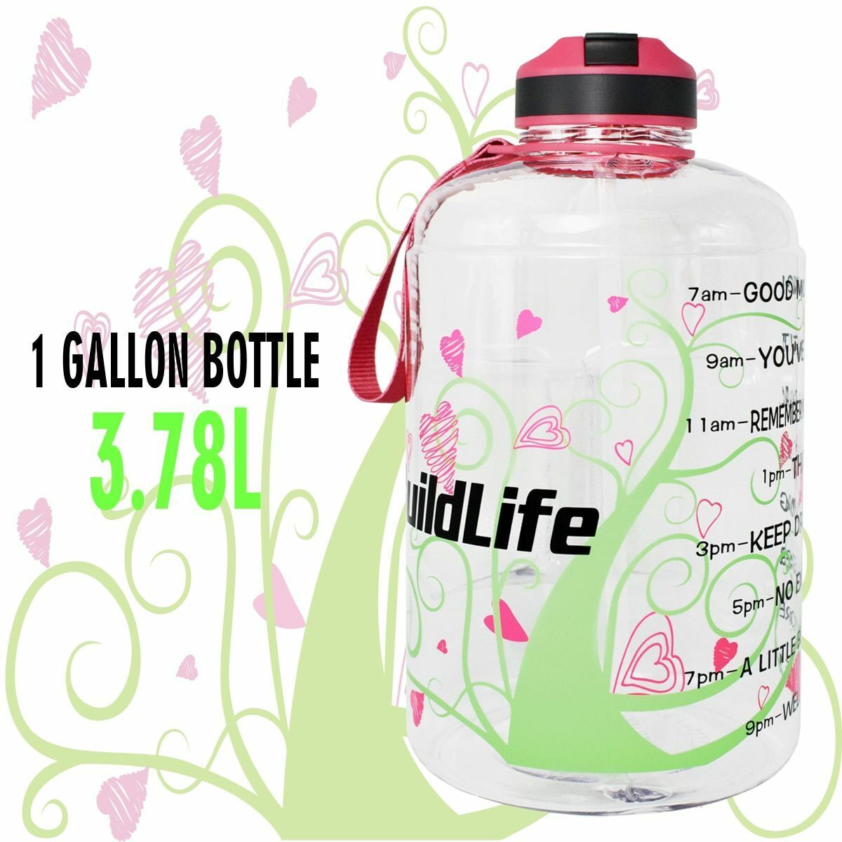 Water Bottle 1 Gallon Straw Clear Plastic Drinking Bottles Big GYM Jug Cup BPA